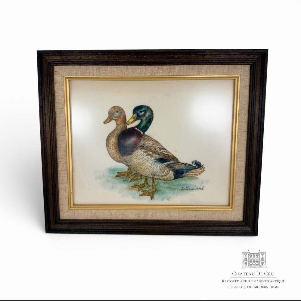 Vintage Mallard Duck Painting Framed Americana Rustic‎ Wall Art 12.5"x11.5"